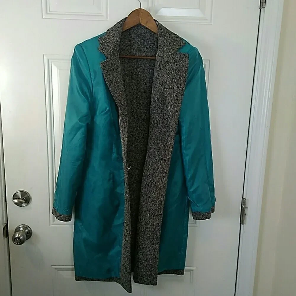 Modern Edge coat with rhinestone cluster buttons